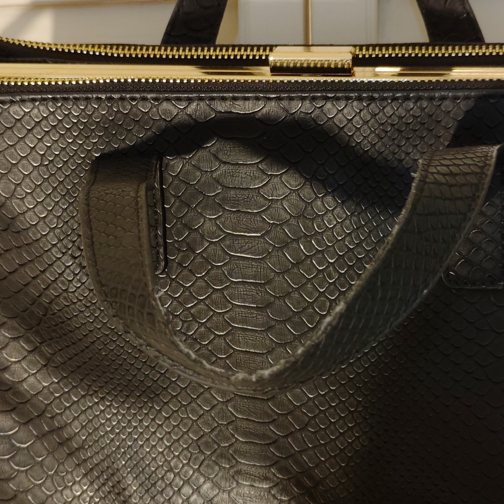 Dune London Black Satin Cosmetic Bag with Gold Accents - Picture 9 of 14